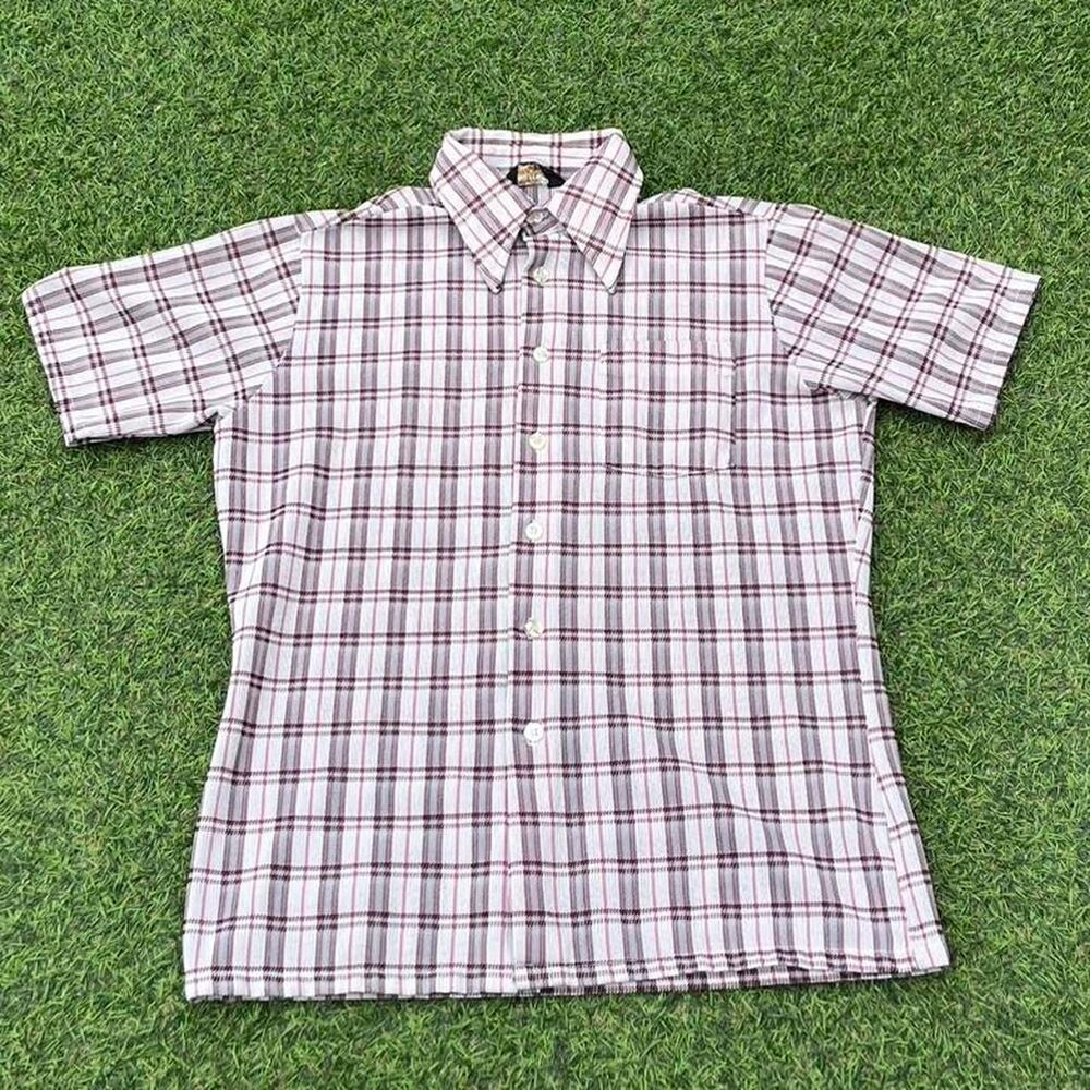 Vintage 70s Jcpenney Mens plaid button up shirt